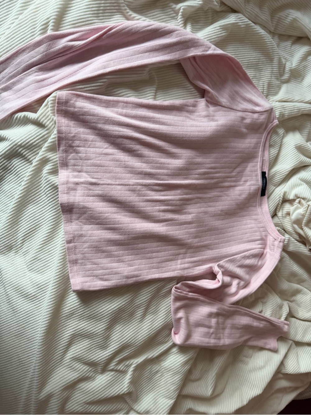 Forever 21 Light Pink Ribbed Long Sleeve Tee